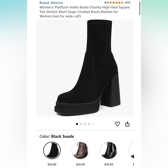 Black Platform Suede Ankle Boots | Women’s 7 | Chunky Heel - Picture 10 of 10